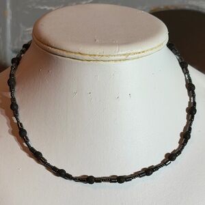 Handcrafted Hematite Black Beaded Choker Necklace